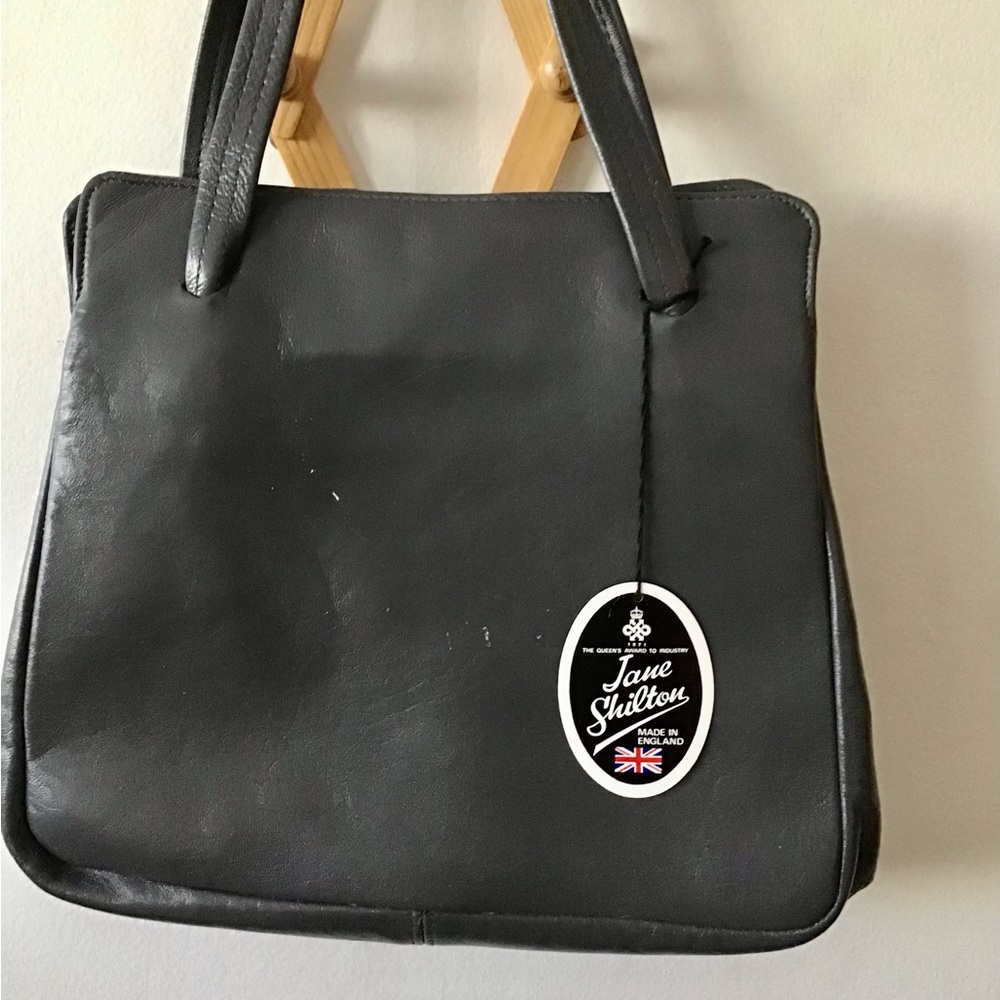 Genuine Leather handbag Jane Shilton, England, new old stock, tag, some damage